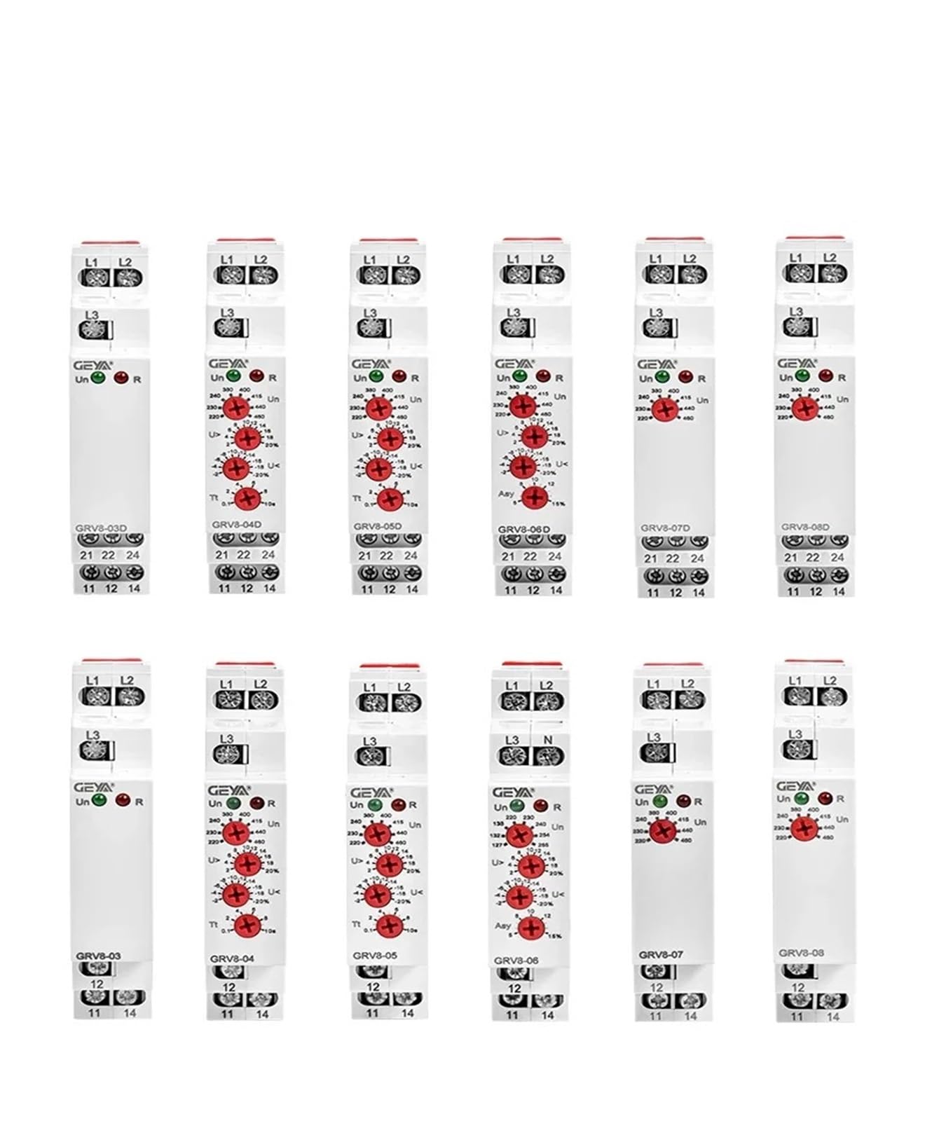 BALYDLUL 1pcs GRV8 3 Phase Voltage Protection Relay Phase Sequence Phase Failure Protection Relay 8A 10A 1SPDT 2SPDT Relay(GRV8-08)