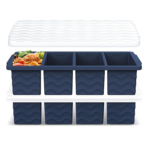 Doasuwish Silicone Freezer Tray for Soup Sauce Cube 2Pcs (Dark Blue) - Dark Blue