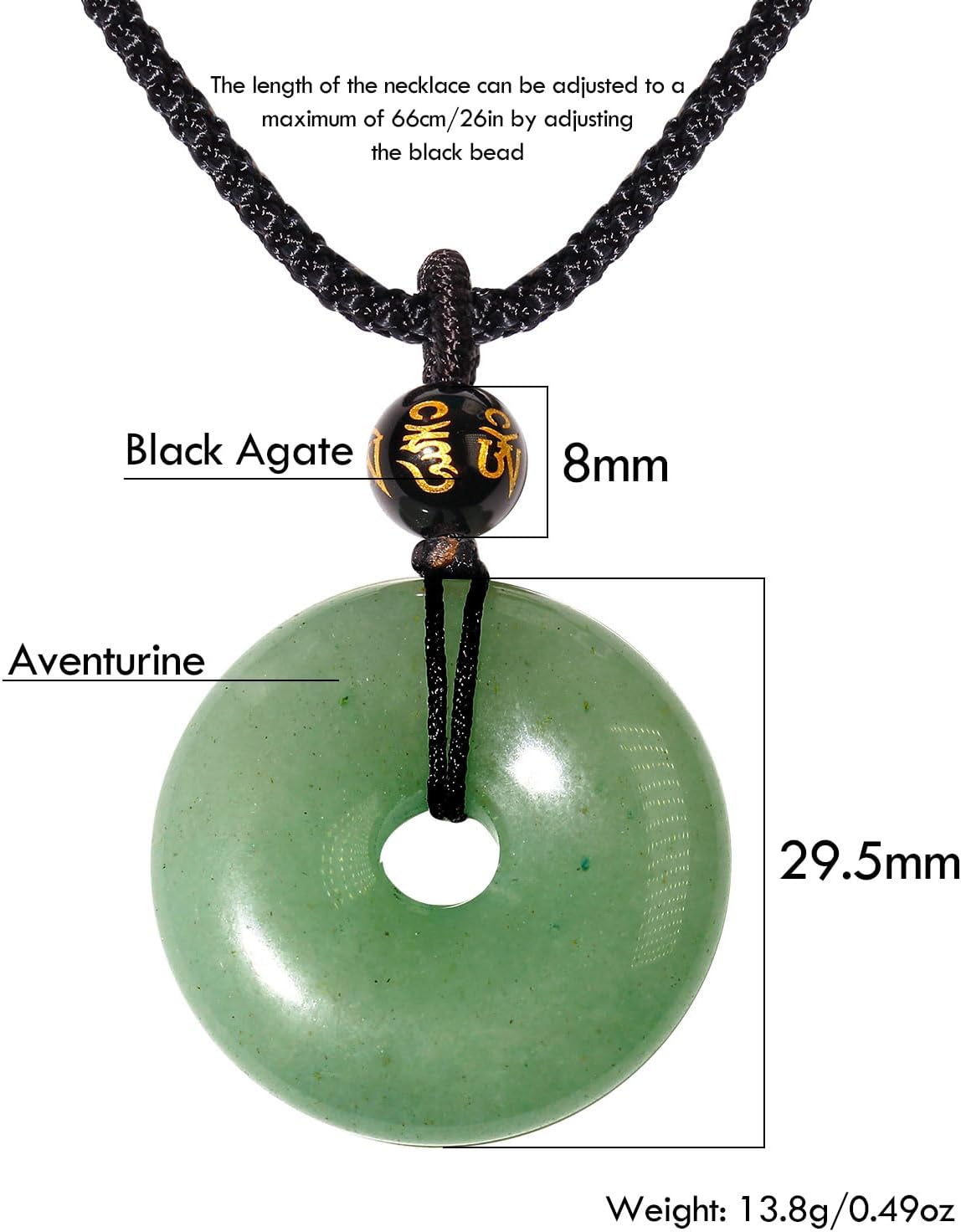 Feng Shui Green Aventurine Donut Circle Pendant Necklace Protection and Prosperity Necklaces for Women Men Positive Energy Unisex Adjustable - Image 6