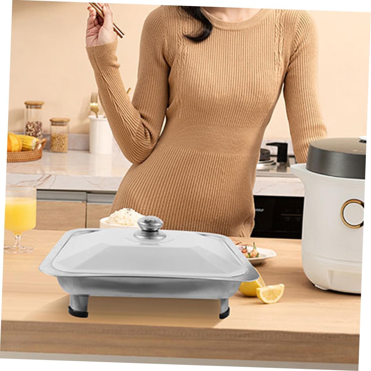 ABOOFAN Stainless Steel Chafing Dish Buffet Warmer with Cover Catering Equipment for Hotels Restaurants and Outdoor Events Temperature