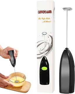 Powerful Milk Frother - Portable Egg Whisk | Electric PP Coffee Blender + Black Metal | Portable Beverage Mixer | Egg Frother for Cooking, Milk Mixing, Whisk | svart metall | Bärbar dryckesblandare | Äggskummare för matlagning, mjölkblandning, visp