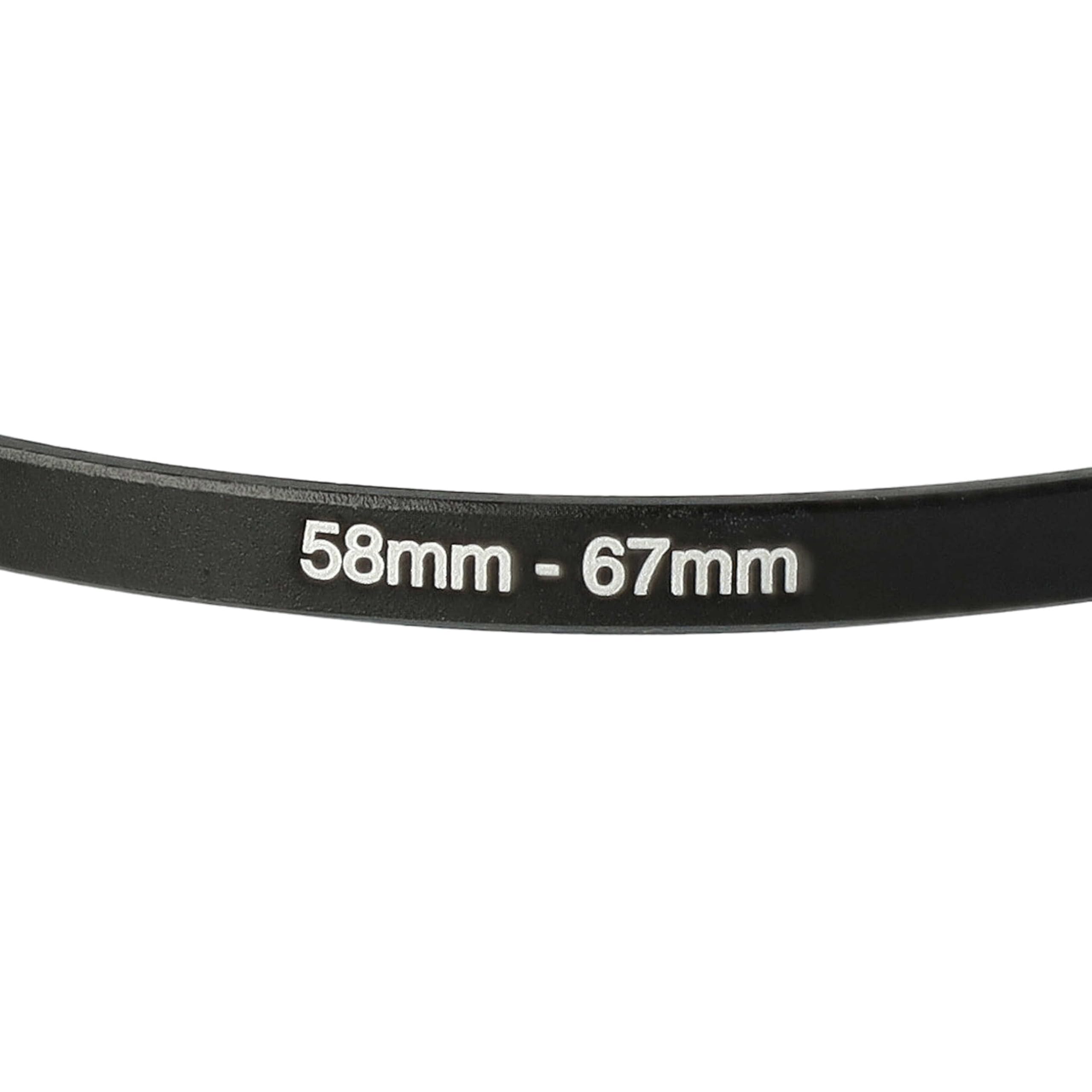 vhbw Step-Up-ring adapter van 58 mm naar 72 mm voor cameralens - filteradapter, metaal, zwart