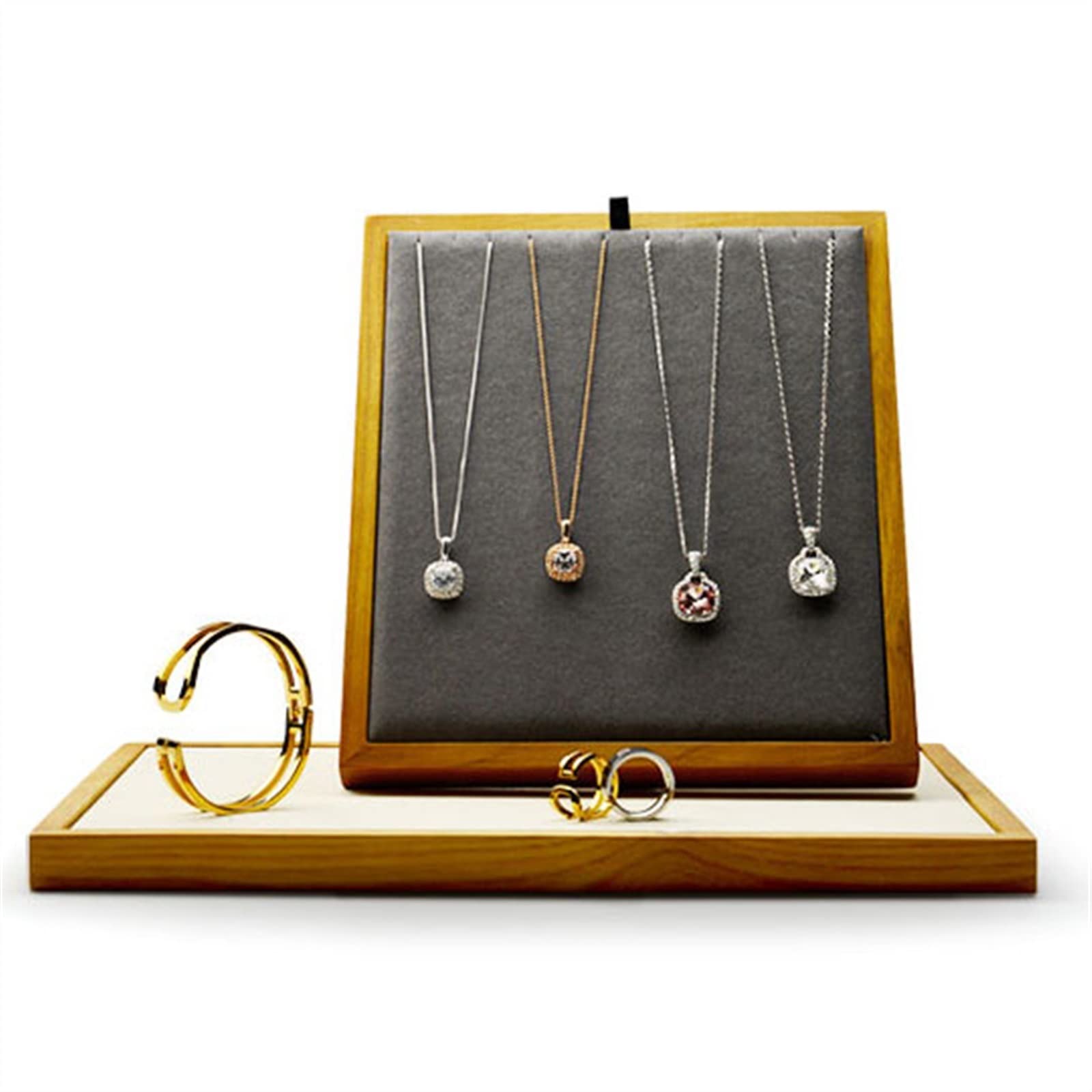 Presentoir Bijoux Support de Collier Vertical en Noyer de Haute qualité, Support de Bijoux géométrique créatif, Sens Artistique, Accessoires d'exposition de Colliers Robustes Support Bijoux