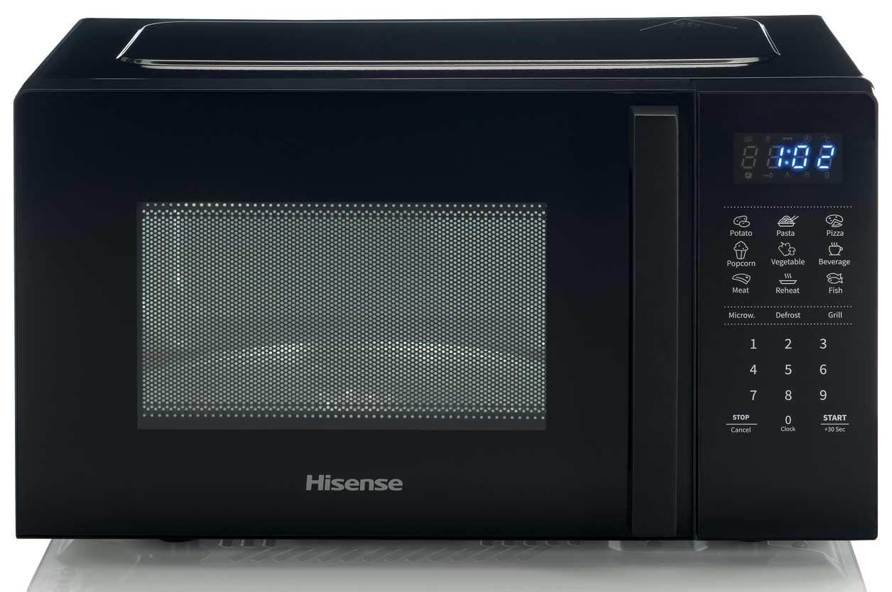 Hisense H20MOBS4HG kuchenka mikrofalowa ze sterowaniem elektronicznym, pojemność 20 l, moc 700 W, funkcja grilla 800 W, wyświetlacz LED sterowanie dotykowe, kolor czarny