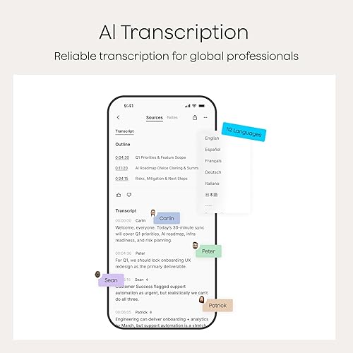Miniatura 5 de Plaud Grabadora de voz NotePin, grabadora de voz AI, control de aplicaciones, tomador de notas AI, transcribe y resumen AI, compatible con 112