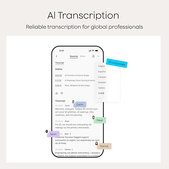 Plaud NotePin Voice Recorder, AI Voice Recorder, AI Note Taker, AI Transcribe & Summarize, Support 112 Languages, for Meetings, Lectures, Professionals, Teams, Cosmic Gray, Non-S Version
