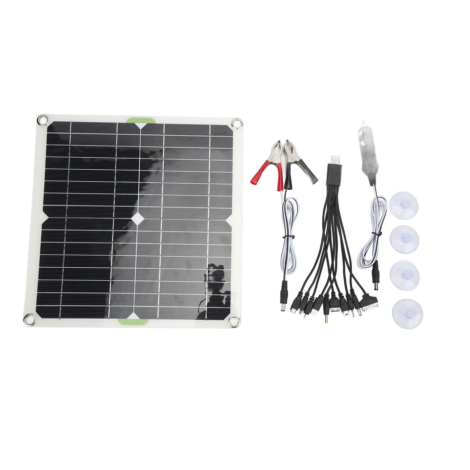 Pannello Solare Monocristallino 200W Kit Completo con Accessori per Campeggio, Barca, Alimentazione Esterna, Cavo Accendisigari e Clip Batteria Inclusi