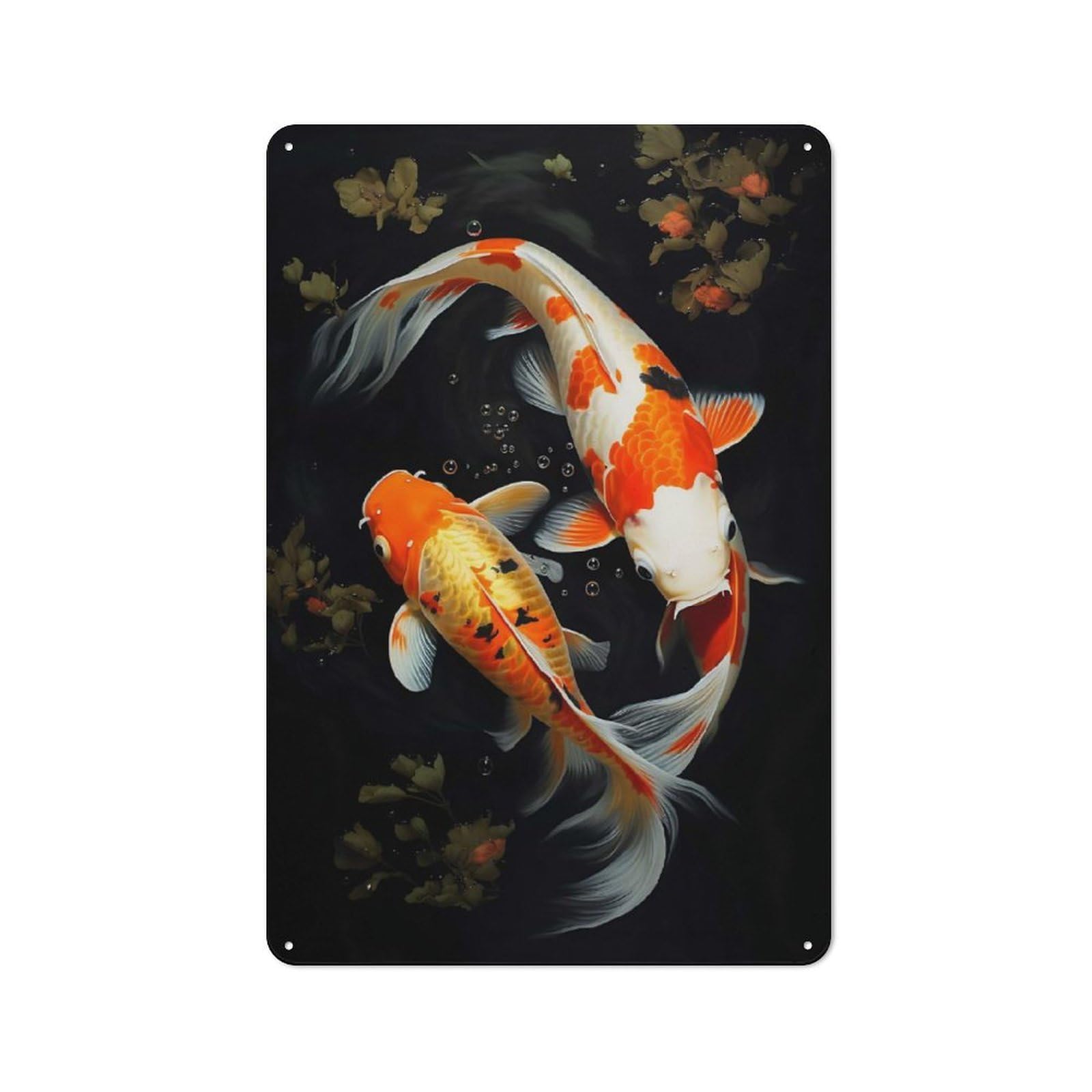 Junmoney Koi Serenity Splash Vintage Metal Plaque 30X20cm For Guest Room Or Hallway, A Decorative Christmas Gift For Guest Room Decorators