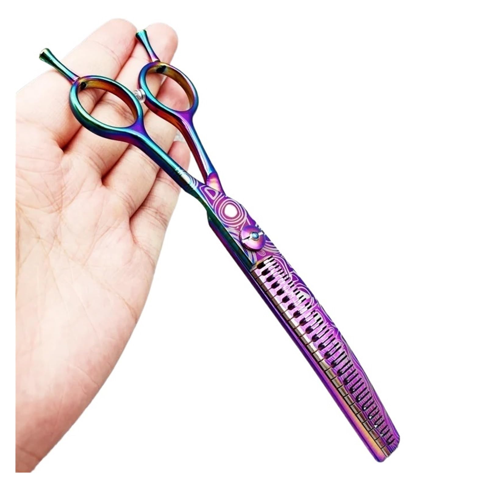 Tijeras Peluqueria Tijeras de peluquería profesionales 7,48 pulgadas, tijeras entresacar curvas(Blue straight)