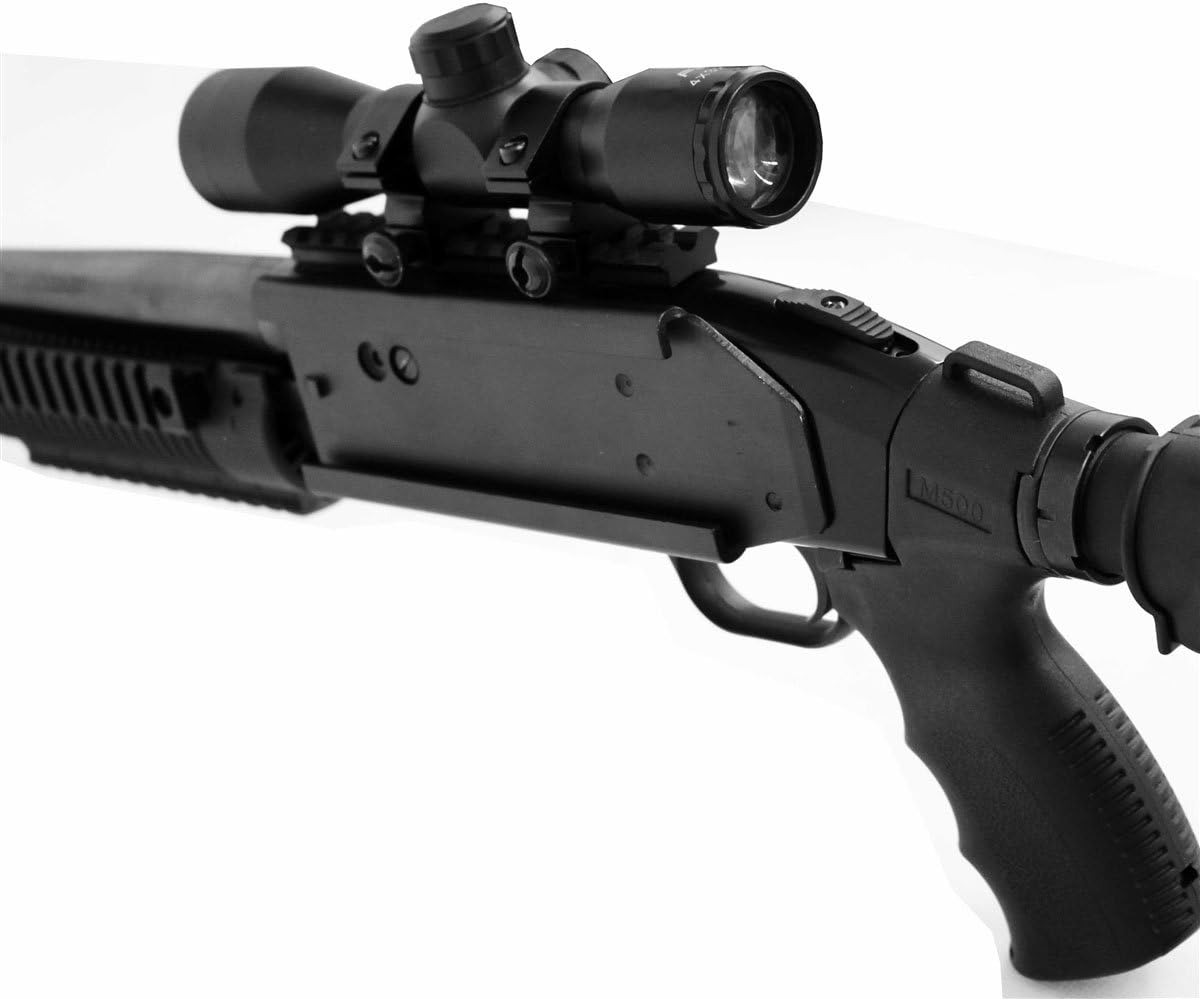 Trinity Hunter 4x32 Sight for Mossberg 500 590 835 Picatinny Weaver Base Mount Adapter Aluminum Black Tactical Optics Hunting Accessory mildot Reticle Target Range Gear Single Rail.