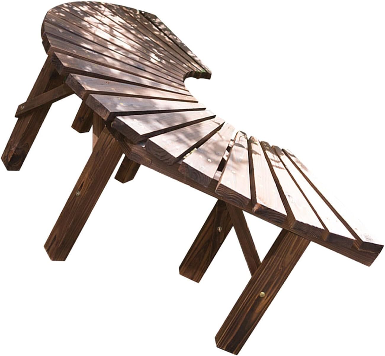 CHILDWEET Multifunctional Outdoor Wooden Bench with Succulent Pot Holder, Solid Wood Garden Bench for Patio and Yard, Semi-Circular Flowerpot Storage Rack, Weather-Resistant Leisure Seating