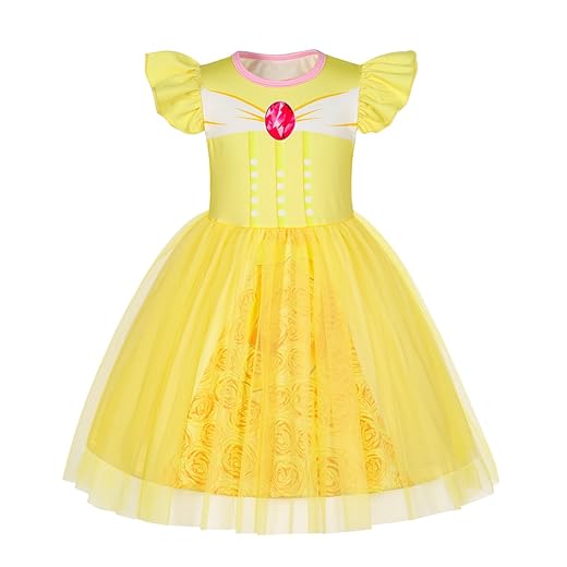 HenzWorld Princess Dress up for Girls Birthday Party Outfits Halloween Costumes for Kids Princess Costumes Tulle Tutu Dress