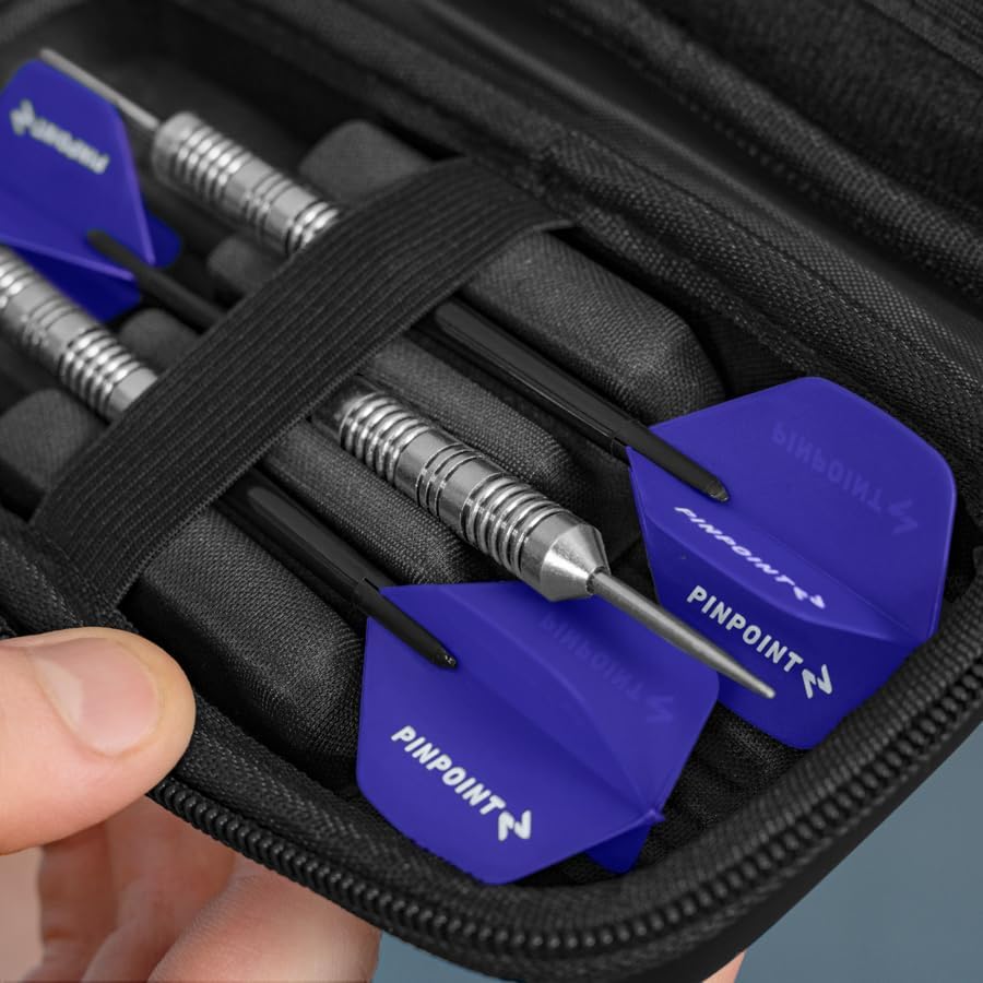 PINPOINT Darts Case – Durable Polyurethane Shell with 3 or 6 Dart Capacity – Compact Storage for Tungsten & Brass Darts – Optional Darts (Case + 3 Tungsten Darts)