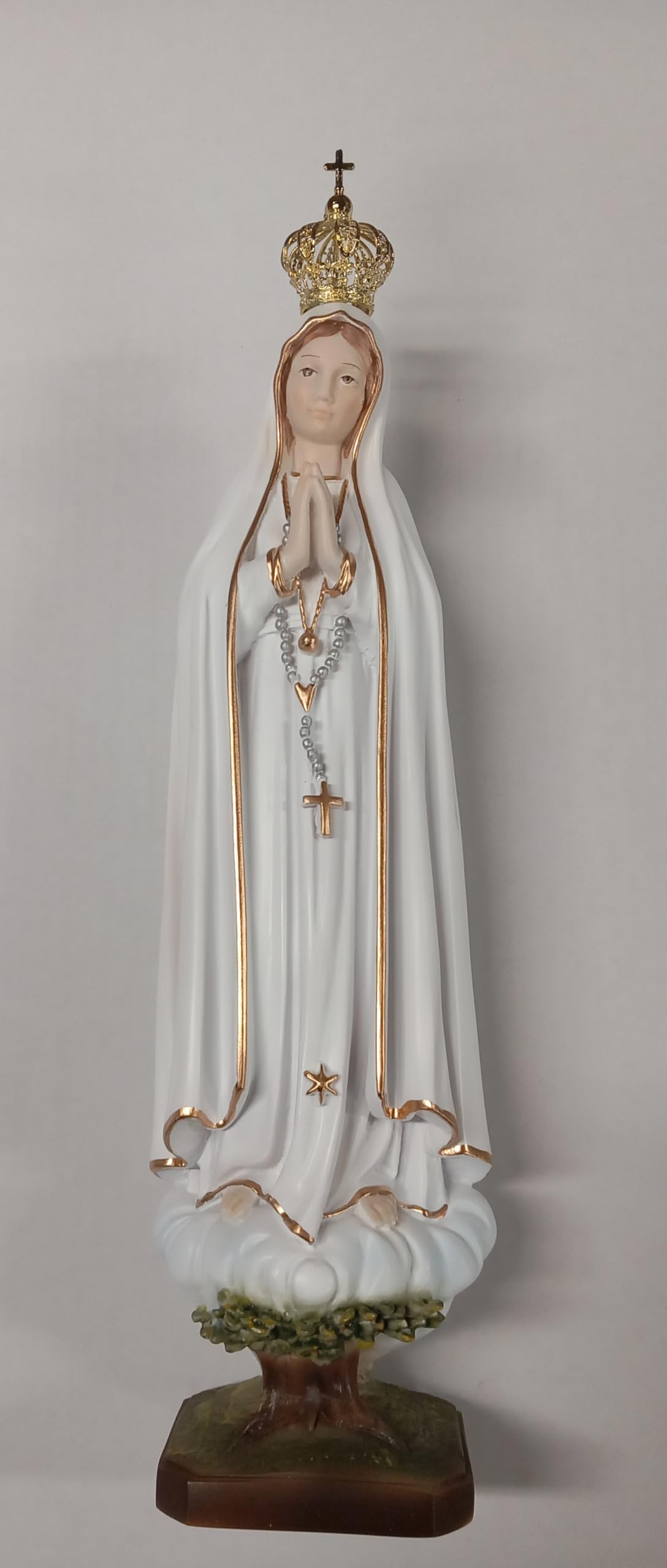 Generico ArteSacraCaravaggio Statua della Madonna di Fatima cm 37,5 in marmo resina decorata a mano di produzione artigianale