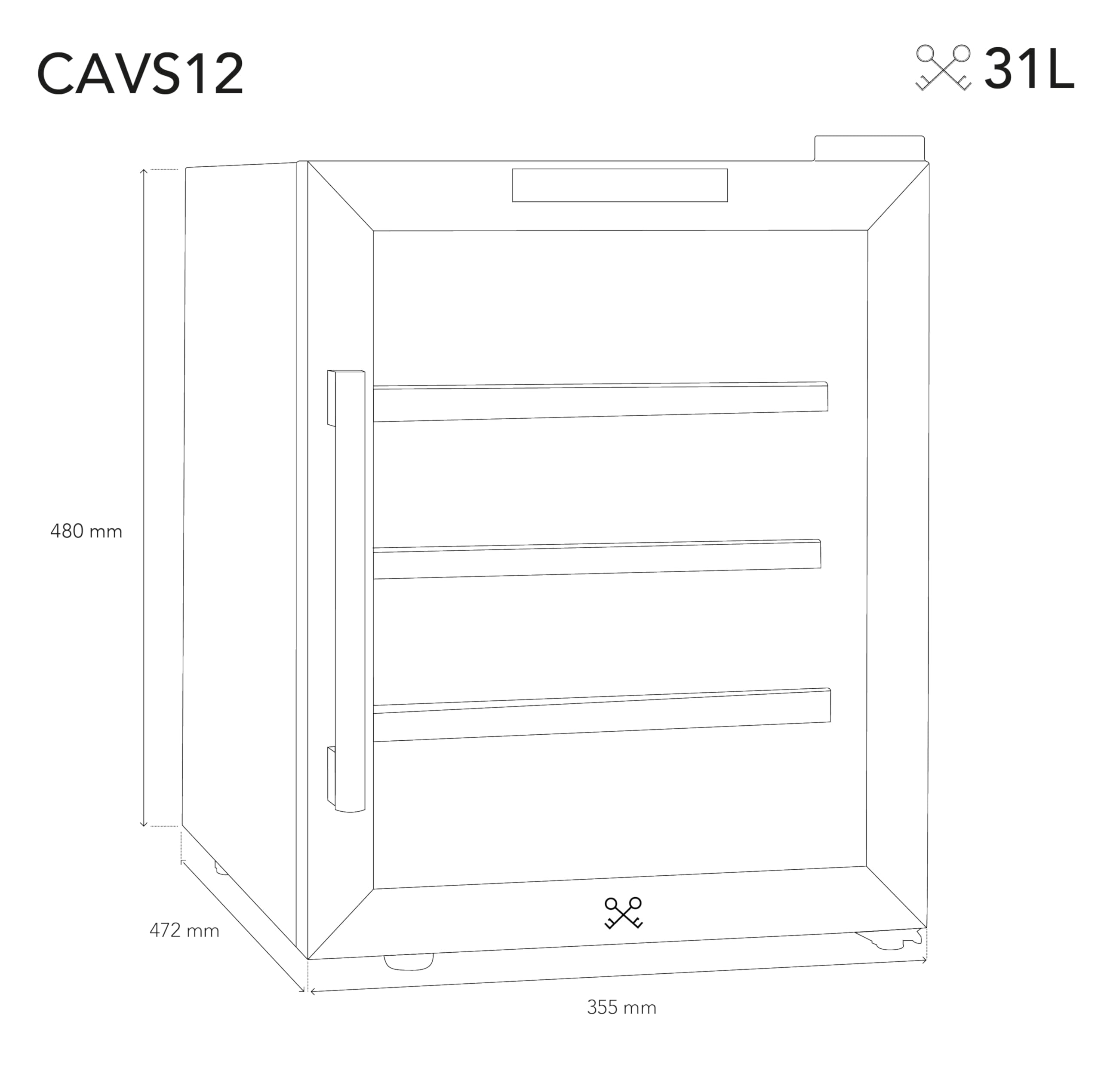 LES PETITS CHAMPS CAVS12 – Servierschrank, 12 Flaschen, freistehend