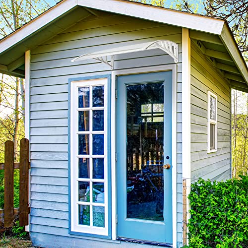 Awnings-for-Doors-Windows-40×32-Polycarbonate-Door-Window-Awnings-Exterior-Patio-Entry-Door-Front-Door-Overhang-Awning-Canopy-for-Rain-Shutter-Snow-and-UV-Protection-Hollow-Sheet-Clear-Board Awnings for Doors Windows 40×32 Polycarbonate Door Window Awnings Exterior Patio Entry Door Front Door Overhang Awning Canopy for Rain Shutter Snow and UV Protection Hollow Sheet Clear Board