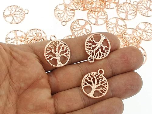 Miniatura 5 de ALIMITOPIA 50 dijes de árbol de la vida de aleación para manualidades, pulseras, collares, joyas, accesorios