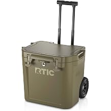 RTIC 45 QT Wheeled Ultra-Tough Cooler Hard Insulated Portable Ice Chest Box for Beach, Drink, Beverage, Camping, Picnic, Fishing, Boat, Barbecue, Rotomolded Construction
