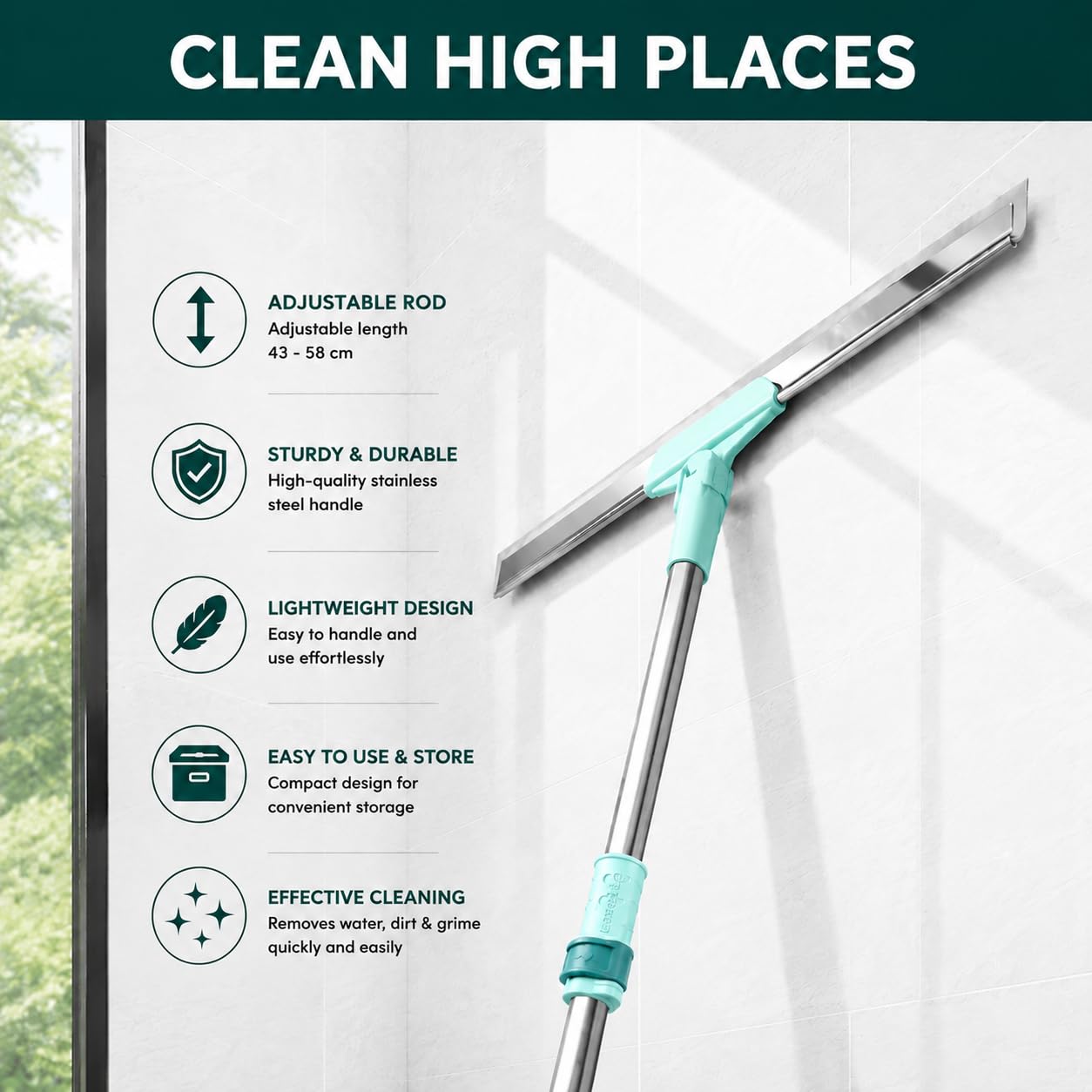 Misamo Enterprise Wiper Mop for Floor Cleaning, 50 cm, Green, Pack of 1 4