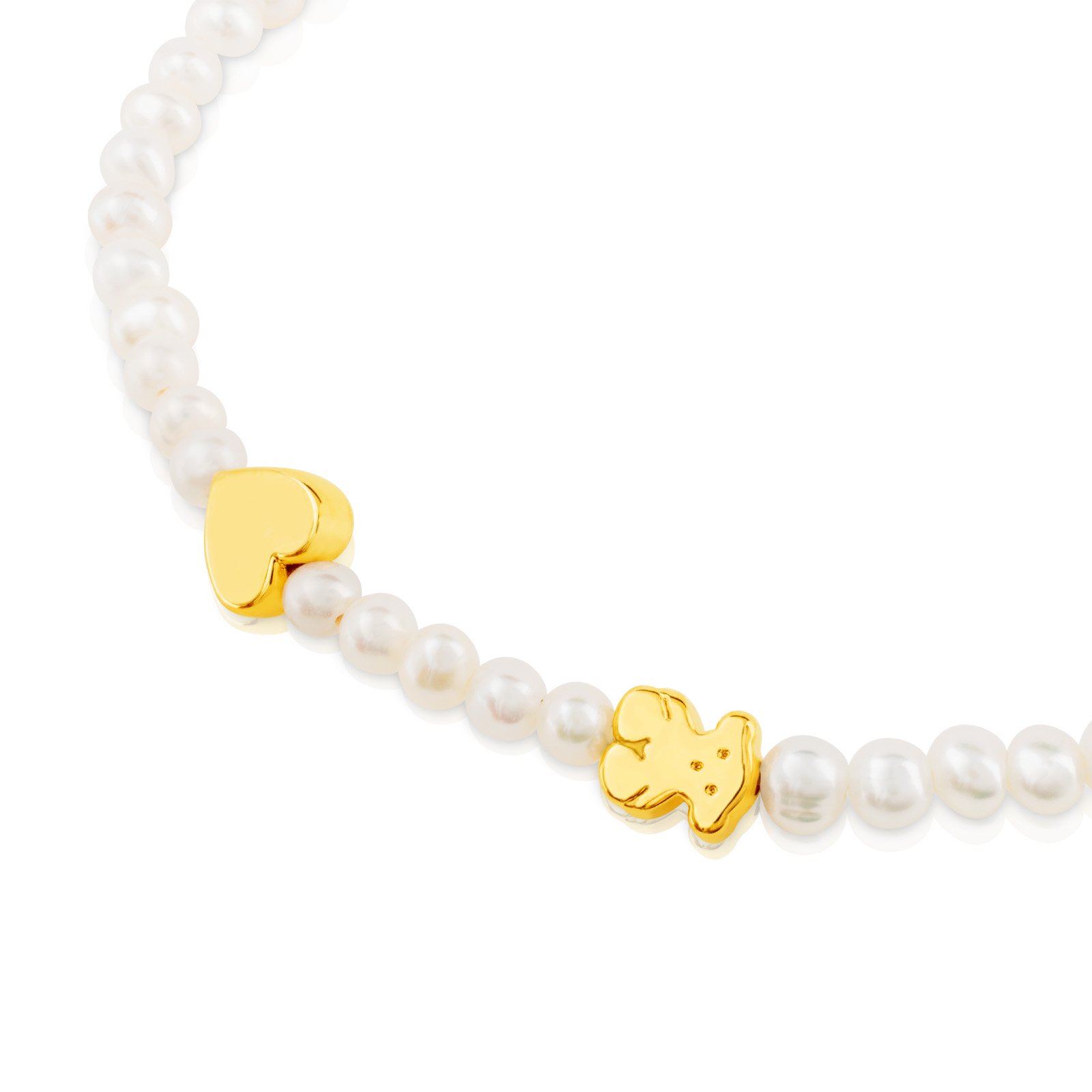Pulsera elástica TOUS Sweet Dolls XXS en oro amarillo de 18kt y perlas cultivadas de 0,3 cm