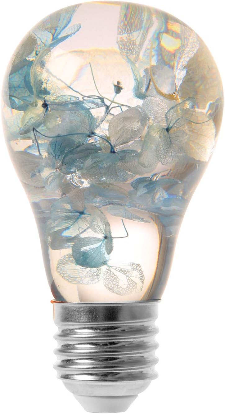 E.P.LIGHT E26 Base 3W LED Bulb (Blue Hydrangea) for Party Decoration, Holiday Gift ,Birthday Present,Desk Lamp, Bedside Table lamp, Handcrafted Drop-Resistant Resin Never hot to Touch.