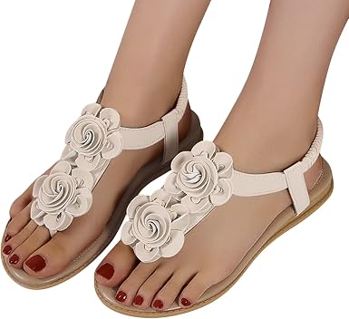 Amazon.com: Sandalias para mujer, elegantes, de verano, para mujer, estilo  bohemio, con flores, planas, sandalias : Ropa, Zapatos y Joyería