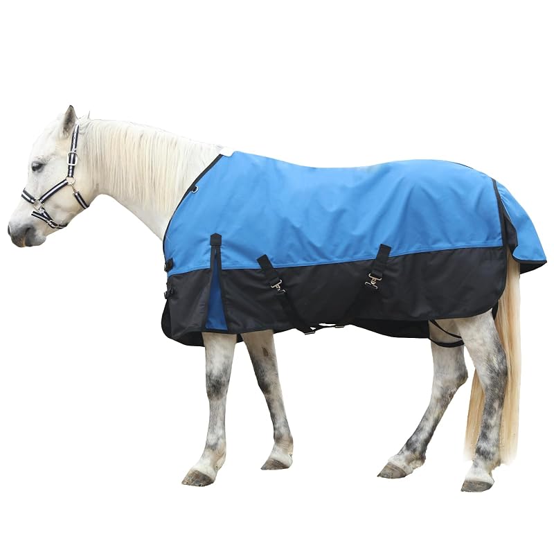 Manta para cavalo 1200D Ripstop impermeável sem enchimento Gallopoff Blue Black, 175,3 cm