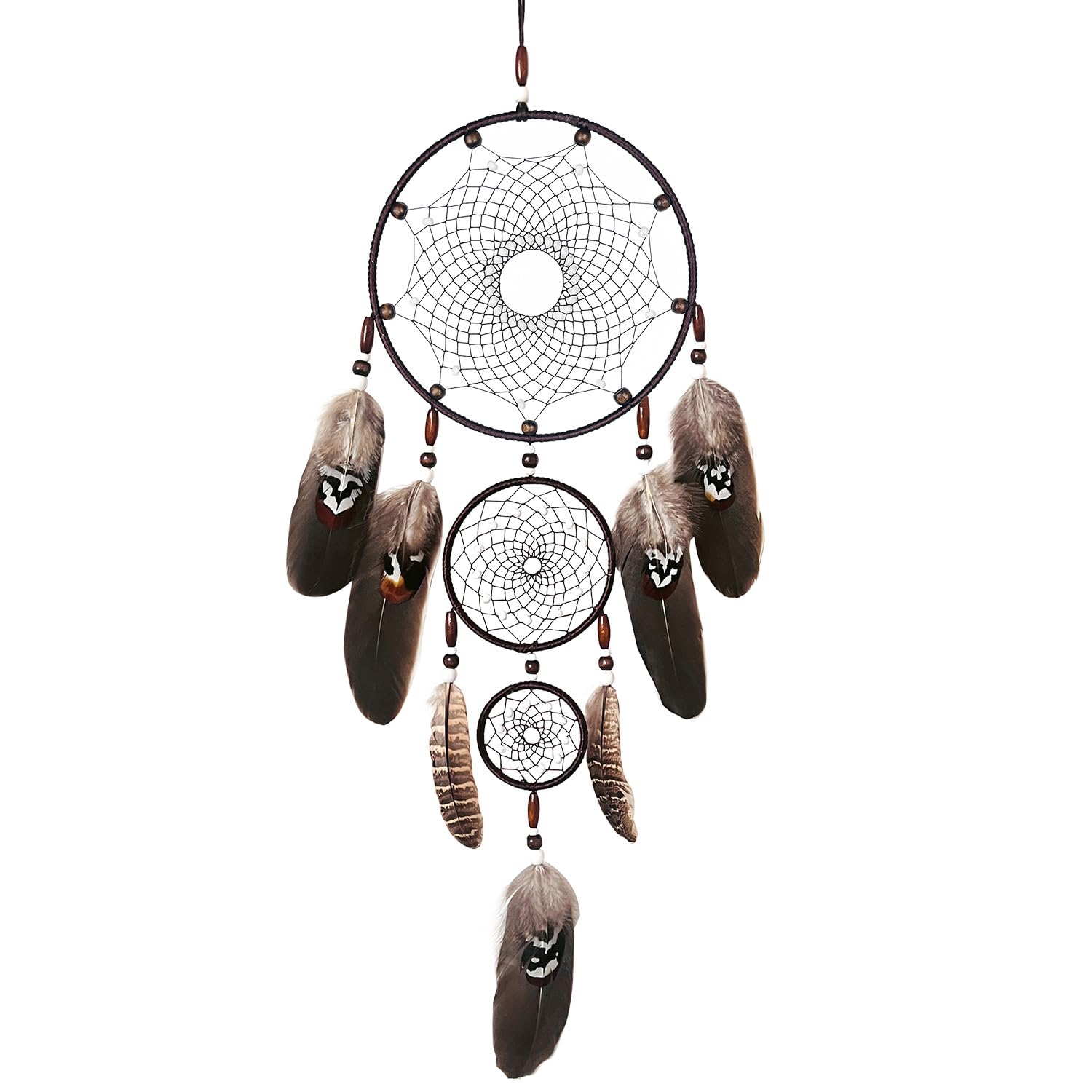 Triple Rings Dream Catchers for Bedroom, Adult Boho Macrame Wall Hanging Dream Catcher Wall Decor, Woven Feather Tassels Hanging Ornament, Teen Room Decor Festival Gift