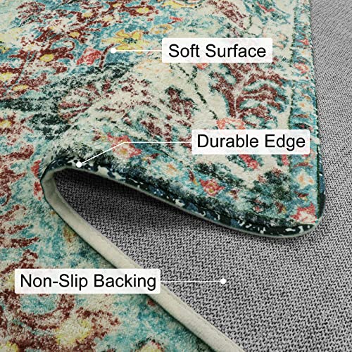 Lahome Bohemian Floral Medallion Runner Rug - 2X6 Washable Laundry Hallway Rug Runner, Non Slip Pet Friendly Persian Bathroom Mat Indoor Carpet Runner For Kitchen Rv Camper Entrance Bedroom #TOP1