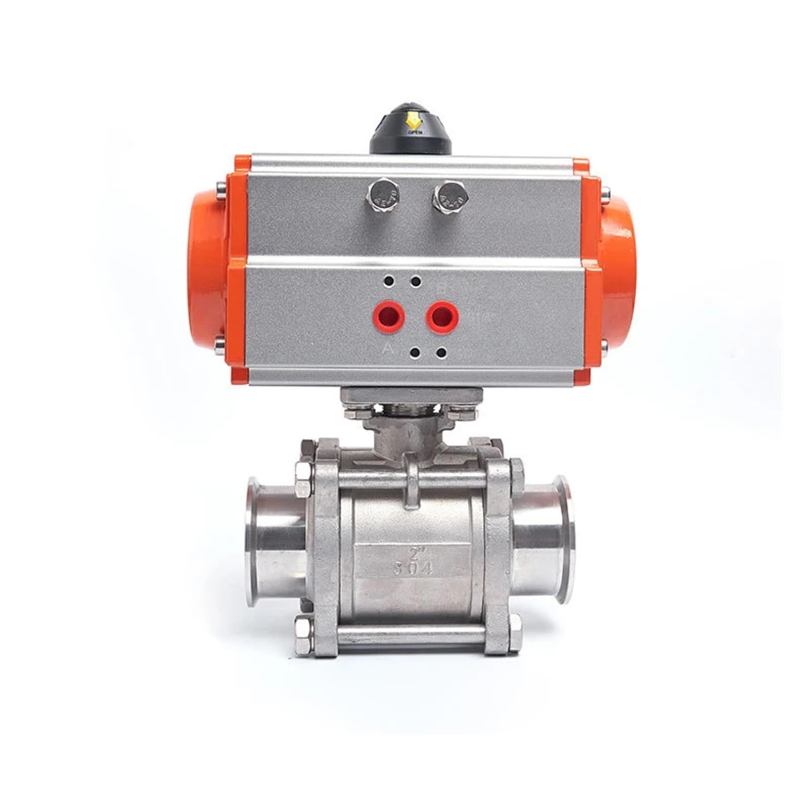 2" SS304 Three Piece Tri Clamp Ferrule Type Ball Valve with Double Acting Cylinder
