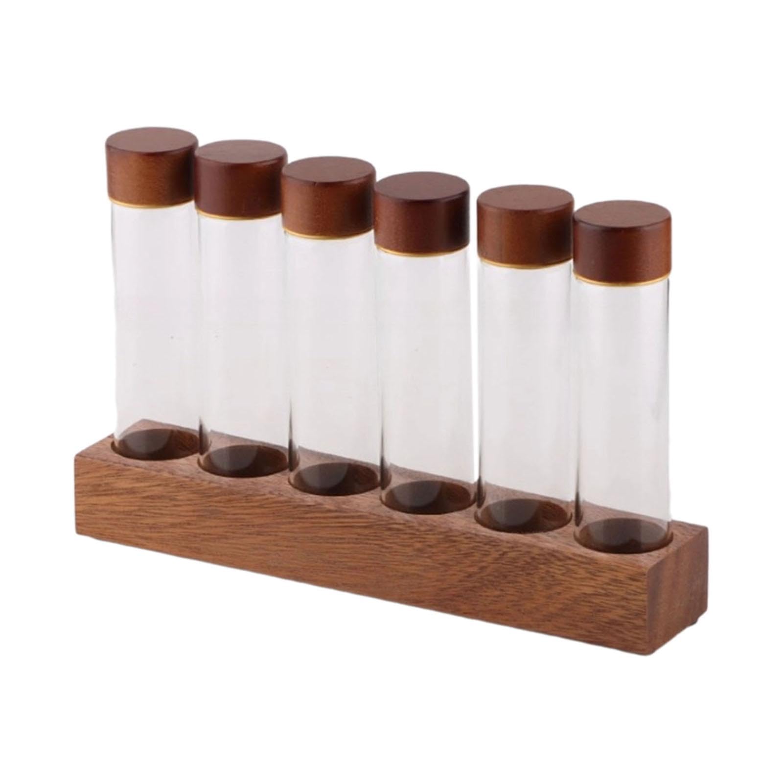 Reagenzglas für Kaffeebohnen, Aufbewahrungsröhrchen für Kaffeebohnen mit Deckel, Küchenbehälter für Kaffee mit Ablage für, 6 Löcher