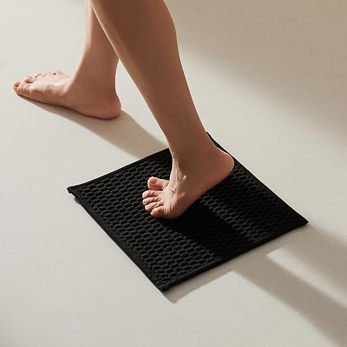 Miniatura 105 de Alfombras de baño antideslizantes, lavables, superabsorbentes, delgadas, pequeñas, de secado rápido, de pelo bajo, color gris oscuro, 16 x 24 Gris