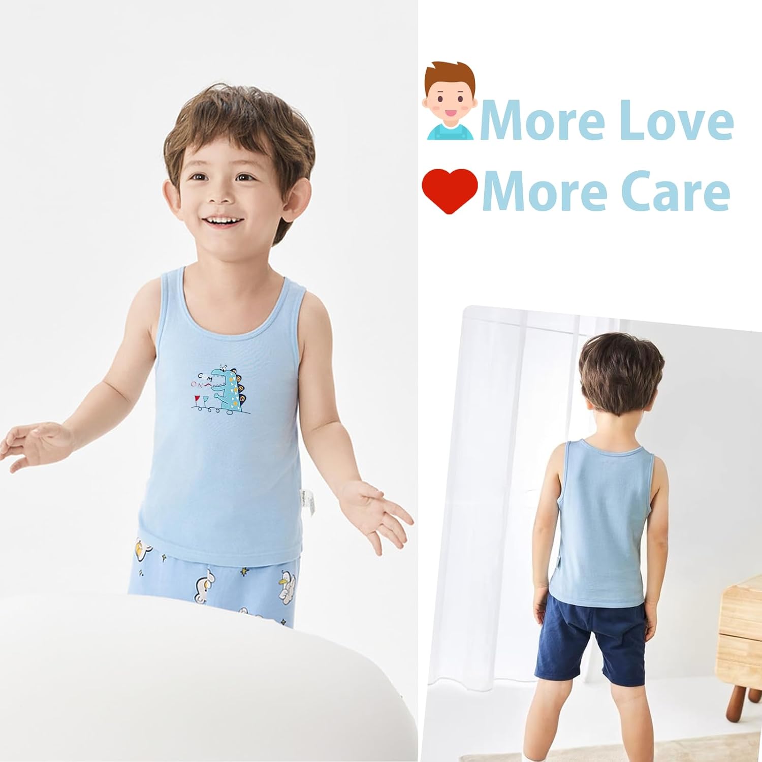 1-10 Years Toddler Boys Tank Soft Cotton Sleeveless Undershirt Kids Breathable Soft Tank Tops 5 Pack - Image 6