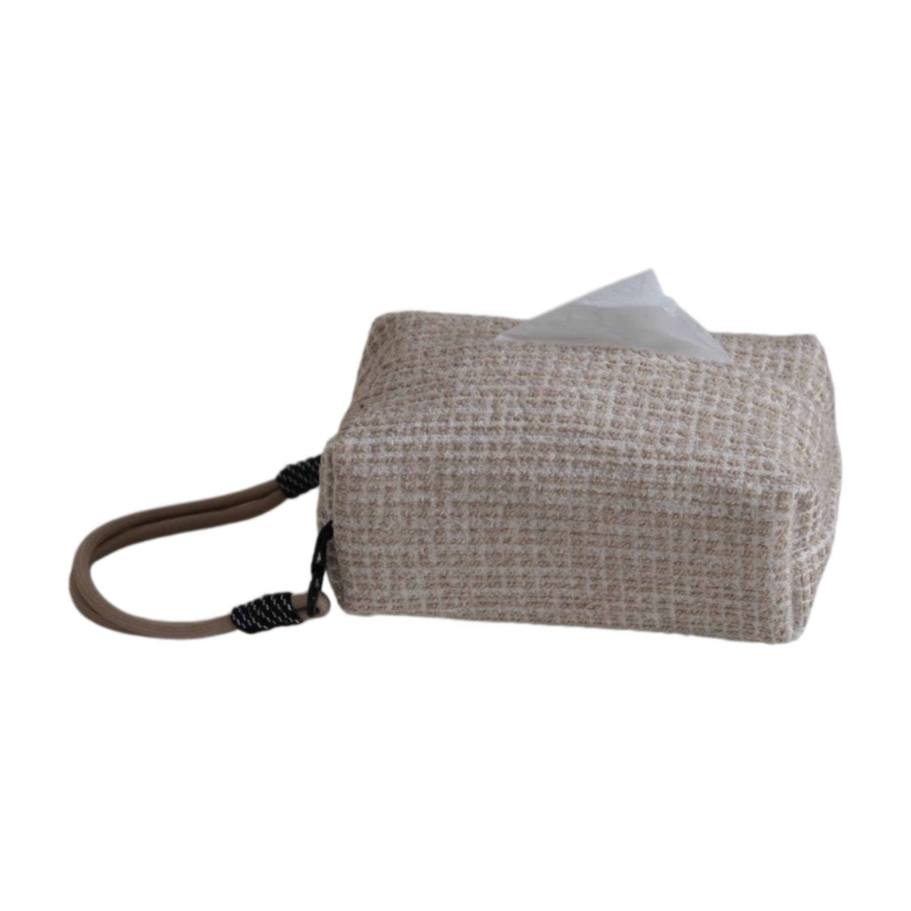 Hanging Tweed Fabric Tissue Box Holder with Lanyard