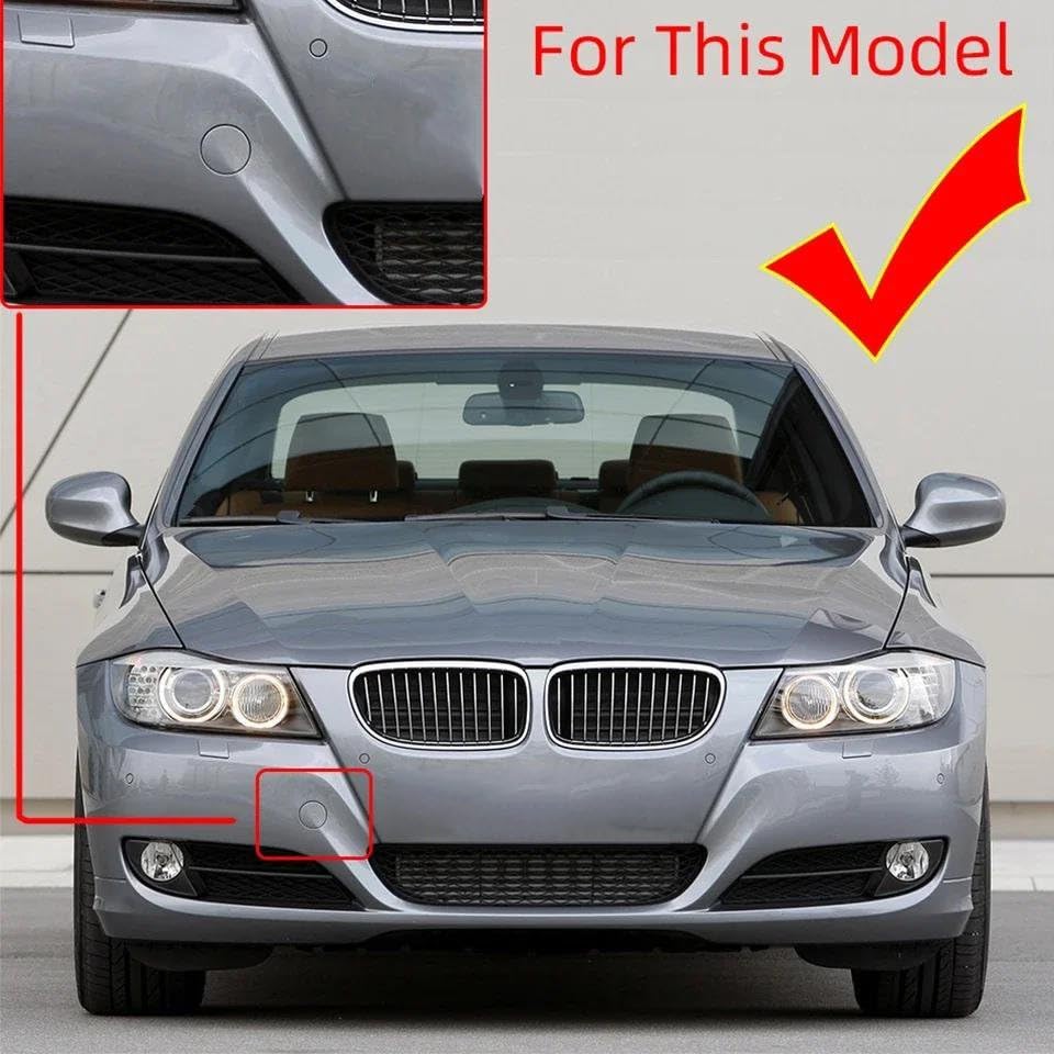 Cache crochet remorquage avant BMW Série 3 E90 E91 LCI clipsable argent