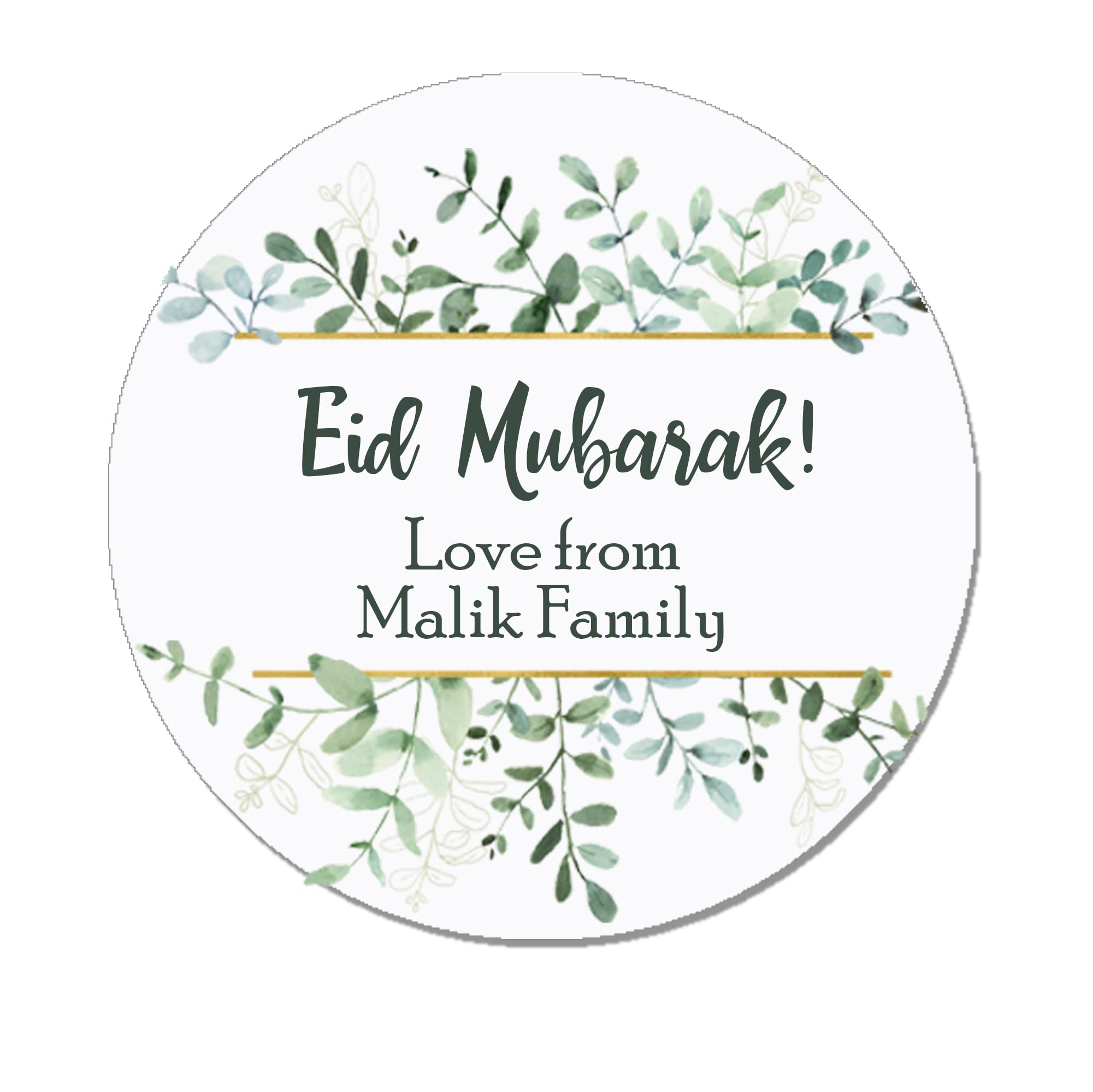 Personalised Eid Mubarak & Ramadan Kareem Muslim Celebration Paisley x 35 Stickers (Green Floral)