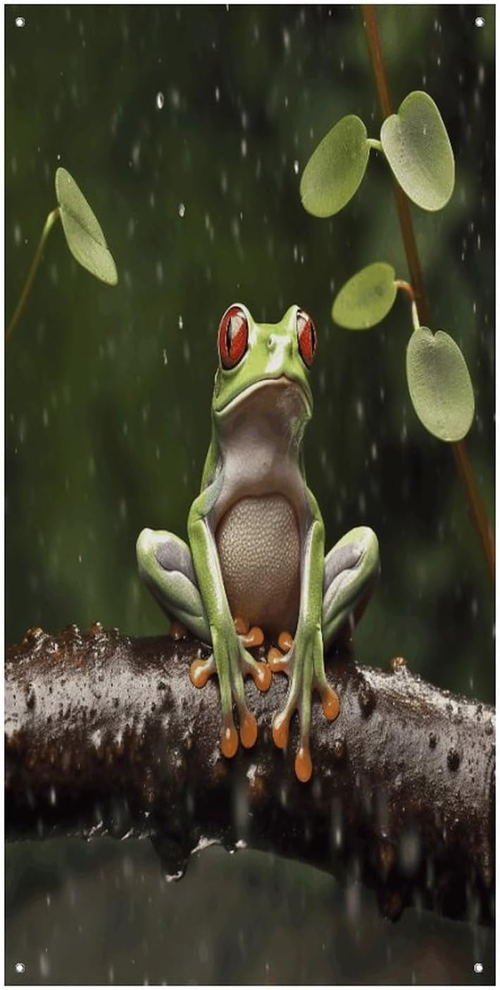 Peace Tree Frog Door Cover Decoration Exquisite Door Banner Background Porch Sign Picture Anti-fading Front Door Backdrop Decor for Holiday Themed Party Decor Supplies 70x35 In