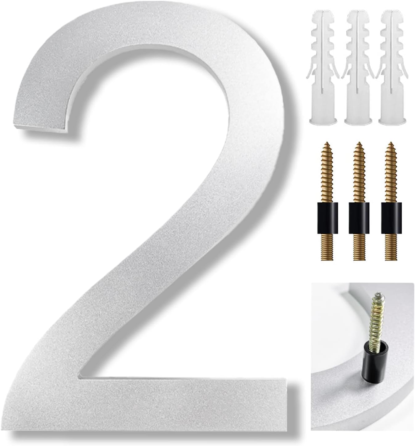 8 Inch Large House Numbers Floating Sliver House Numbers Plaques Modern