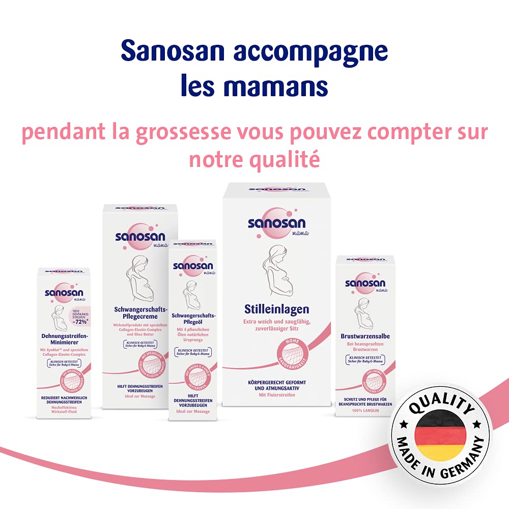 sanosan Creme mamelon allaitement testée cliniquement - lanoline naturelle pure à 100% grossesse et allaitement - Crème pour mamelons sans parabènes, colorants ou parfums (1x 30 ml)