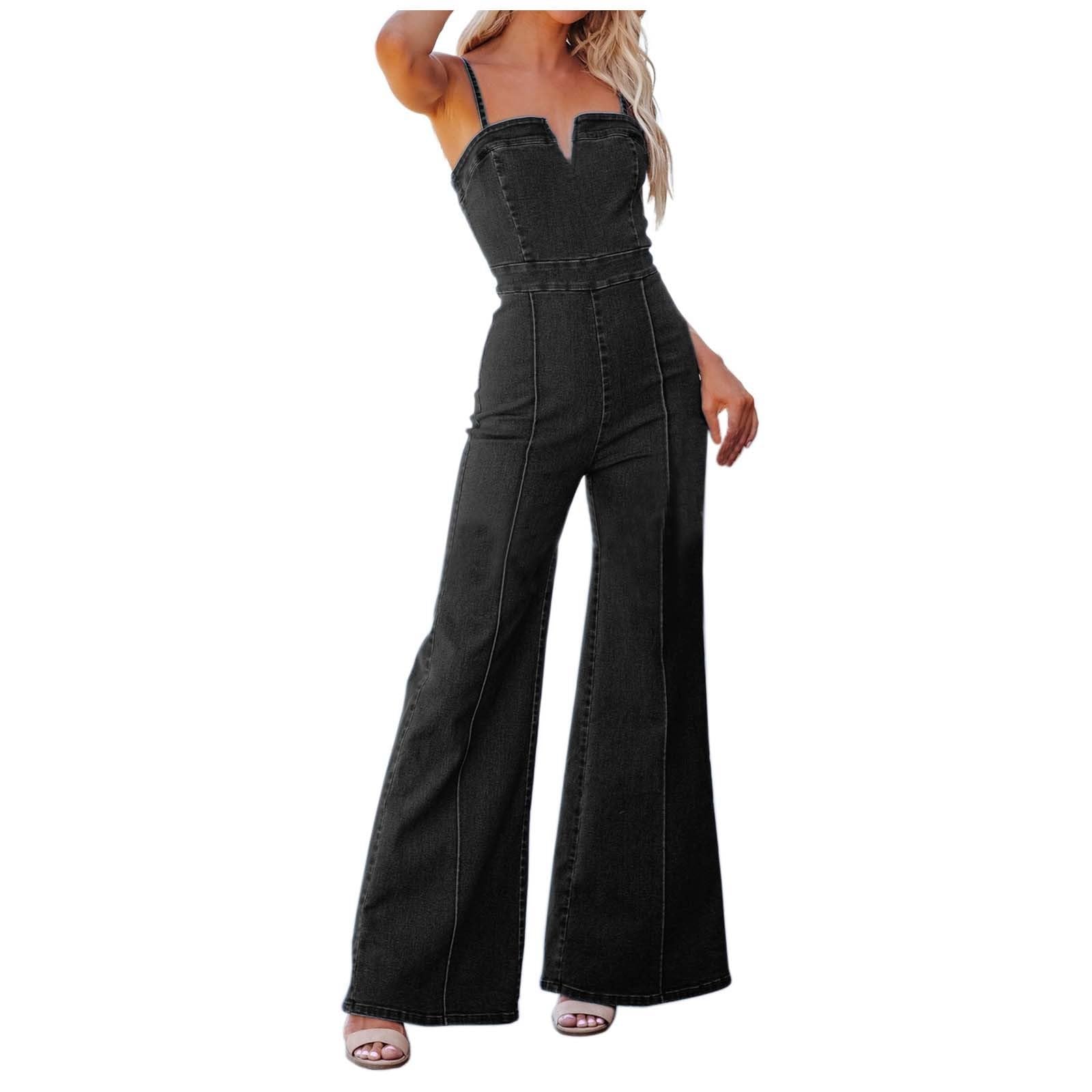 Damen Jumpsuit Sommer Elegant, Hosenanzug Damen Festlich Lang Ärmellos Mit Taschen Overall Hosenanzüge Modern Romper Lose Outfits Set Vintage Locker Festliche Kleidung Eleganter Weites Bein Playsuit
