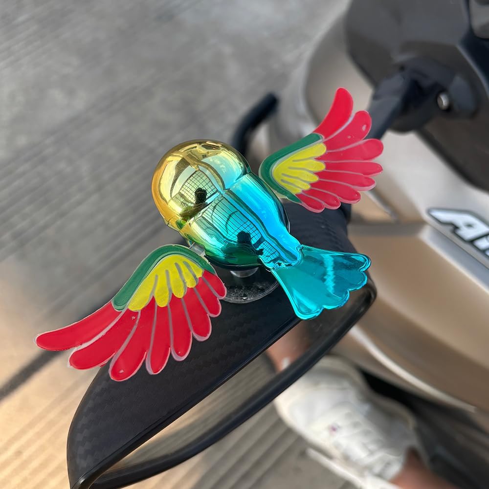 Wind-Powered Flying Bird Car Ornament, Fluttering Wings Exterior Decor for Hood & Mirrors, Ultralight 0.63oz Aerodynamic Accessory, Strong Adhesive, Funny Gift for Cars & Motorcycles(Blue Wings)