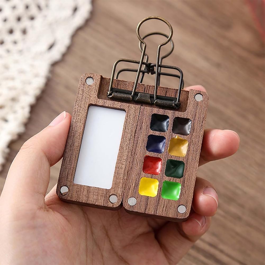 Watercolor Kit, Mini Watercolor Set, with Picture Book, Travel Water Color Set with 24 Color Paints, watercolor Kit for Beginners, Artists & Students (Acrylic-15Grids)