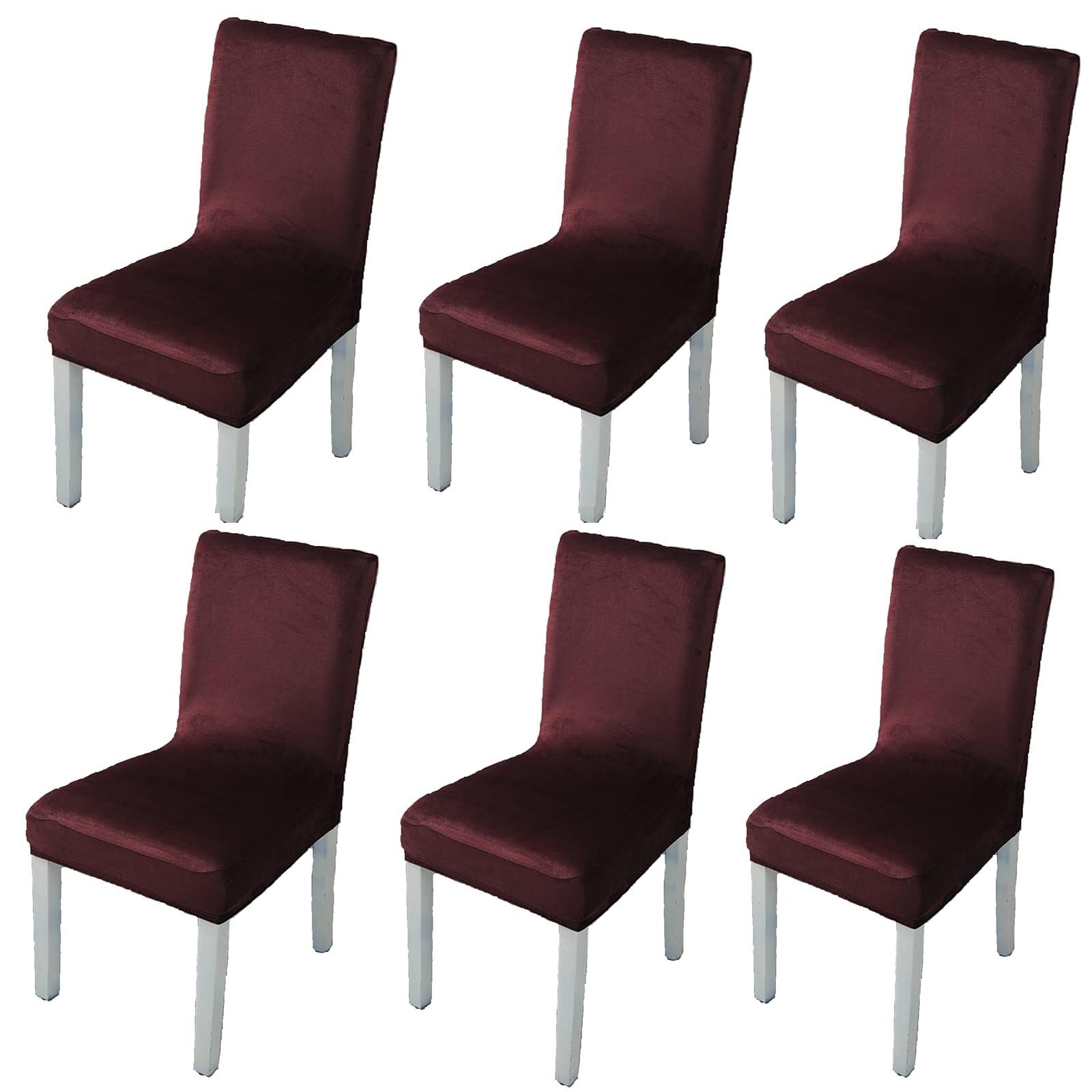 NMVAWIPT Velvet Stretch Dining Chair Covers Elastic Removable Washable Parsons Protectors For Room Hotel Wedding Banquet(3#,6pcs)