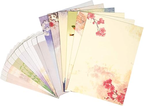 Miniatura 1 de Juego de papel de papelería y sobres, bonitos sobres de papel de papelería Kawaii de primavera, paquete de 48 papeles de papelería y 12 sobres