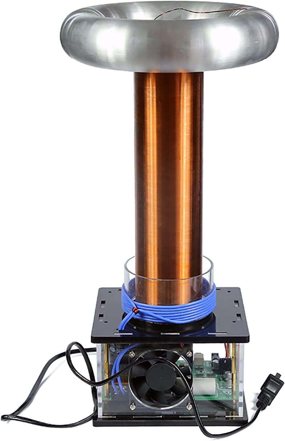Bluetooth High-Power Music Tesla Coil Touchable Artificial Lightning Spark Gap Arc Generator Plasma Loudspeaker Desktop Electric Power Toy Wireless Transmission Model Science Teaching