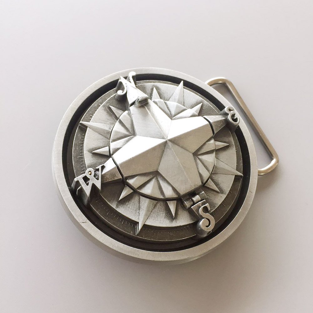 JEAN'S FRIEND Anqitue Silver Vintage Style Compass Star Belt Buckle also Stock in US
