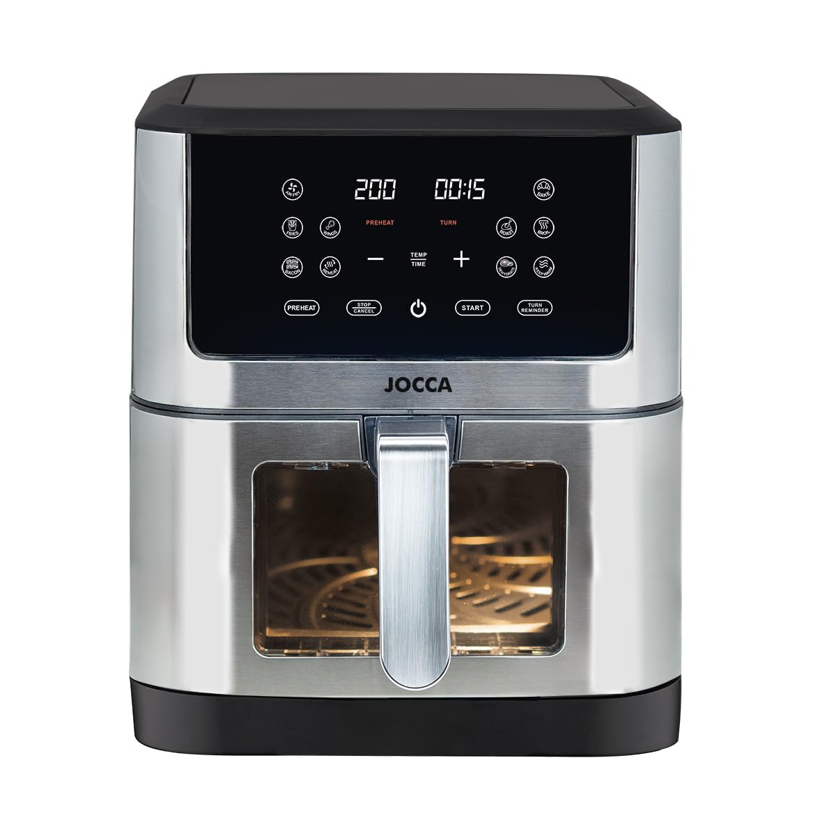 Jocca, Friggitrice ad Aria 10L, 1800W, Display LED Touch, Finestra di Controllo, 10 Programmi, Temperatura 34-200°C