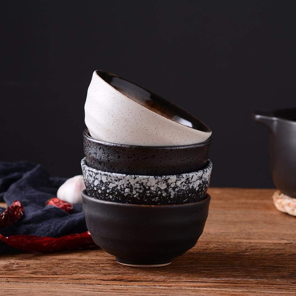 SGSG Black high-Striped Rice Bowl Household Ceramic Bowl Rice Bowl Tableware Soup Bowl,A-2