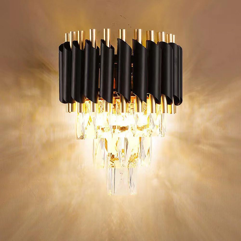 KXEcoLife Wall Sconce Crystal Interior Decoration Lamp Lighting Fixture for Living Room Bedside Corridor Staircase