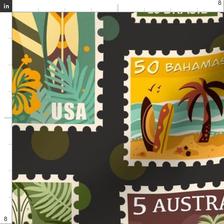 Miniatura 3 de Spoonflower Tela  Colección Surfing World de escala media retro de verano con ondas de playa impresas en tela de gasa, ropa de costura, vestidos de